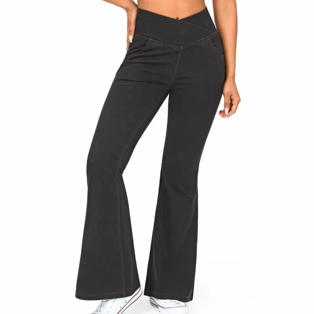 HALARA Magic Denim High Waist Crossover Flare Jeans Black Wash Various NWOT - Picture 3 of 9